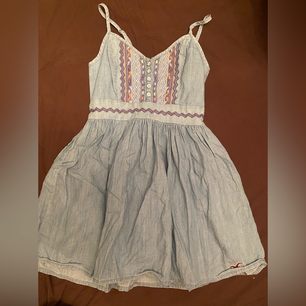 Soft Jean Embroidered Dress